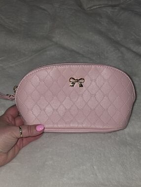 💫Pink Quilted Bow Cosmetic Pouch